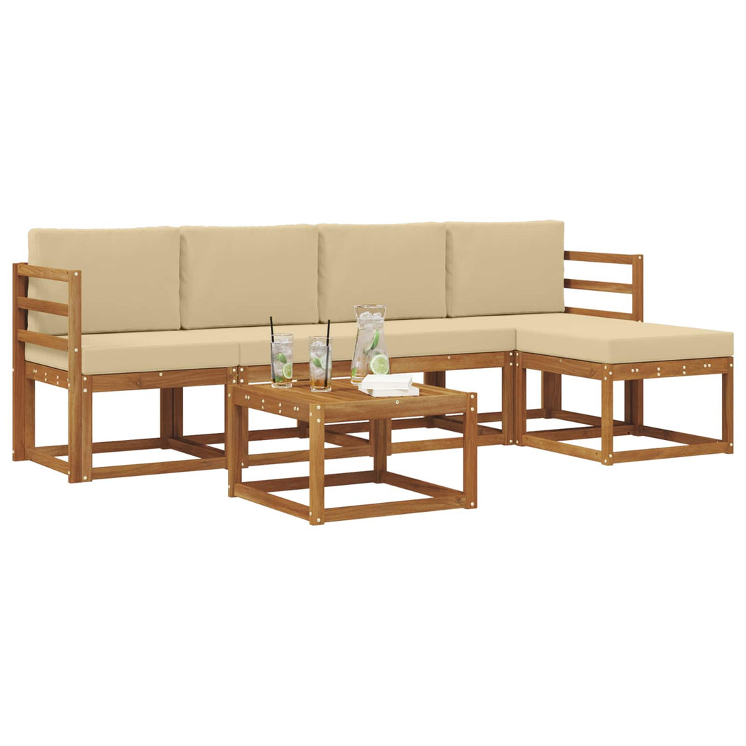 Udendørs sofagruppe med pude 6 pcs Naturlig og Beige