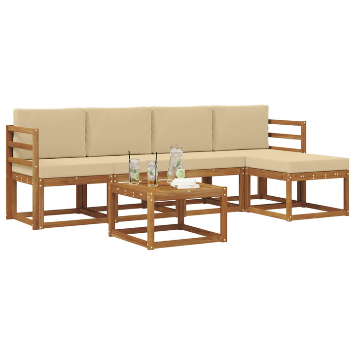 Udendørs sofagruppe med pude 6 pcs Naturlig og Beige
