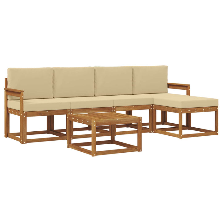 Udendørs sofagruppe med pude 6 pcs Naturlig og Beige