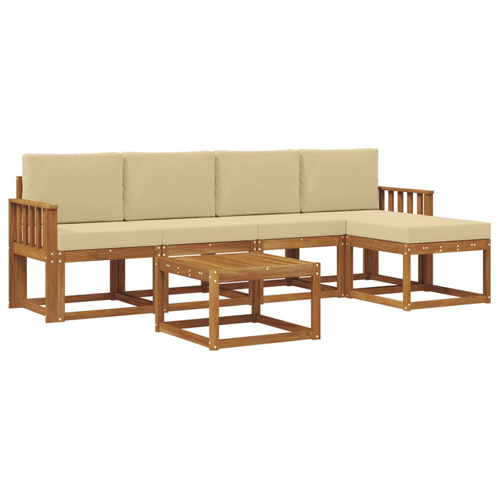 Udendørs sofagruppe med pude 6 pcs Naturlig og Beige