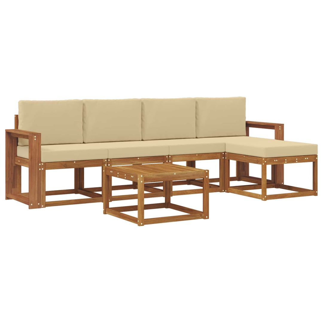 Udendørs sofagruppe med pude 6 pcs Naturlig og Beige