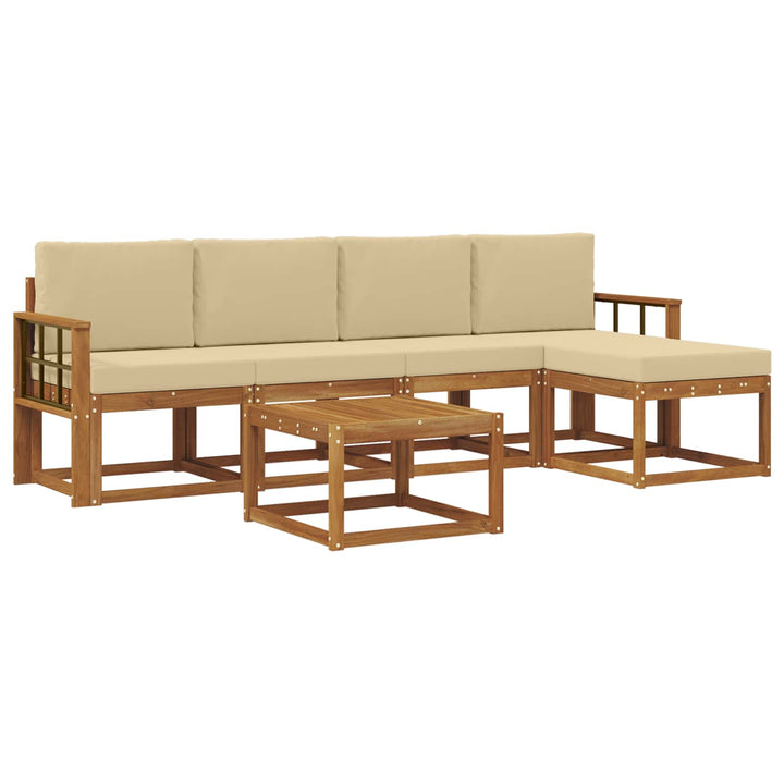 Udendørs sofagruppe med pude 6 pcs Naturlig og Beige