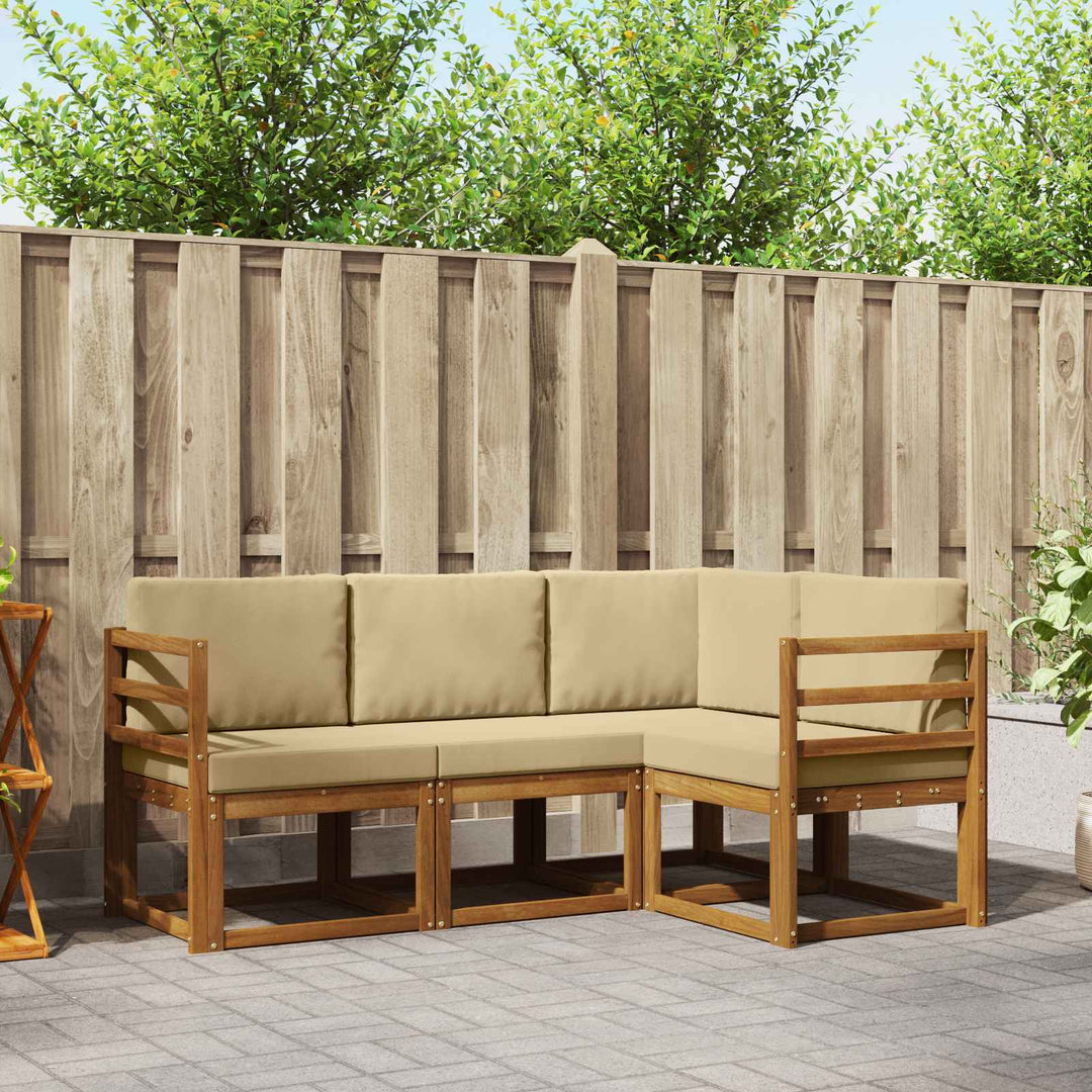 Udendørs sofagruppe med pude 4 pcs Naturlig og Beige