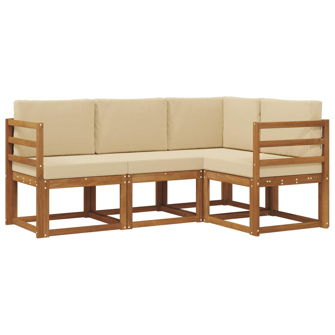 Udendørs sofagruppe med pude 4 pcs Naturlig og Beige