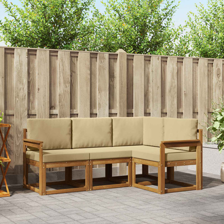 Udendørs sofagruppe med pude 4 pcs Naturlig og Beige
