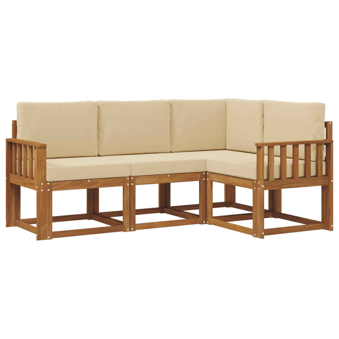 Udendørs sofagruppe med pude 4 pcs Naturlig og Beige