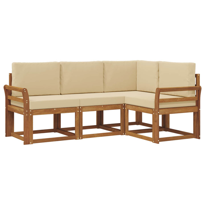 Udendørs sofagruppe med pude 4 pcs Naturlig og Beige