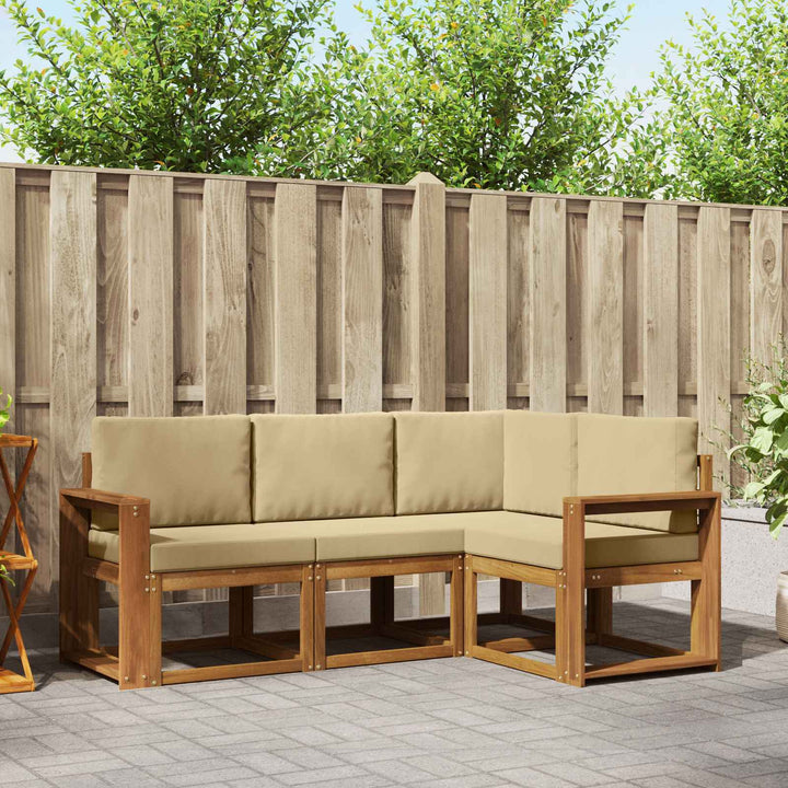 Udendørs sofagruppe med pude 4 pcs Naturlig og Beige