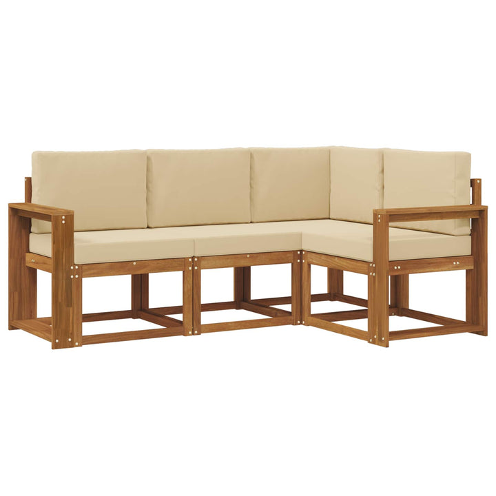 Udendørs sofagruppe med pude 4 pcs Naturlig og Beige