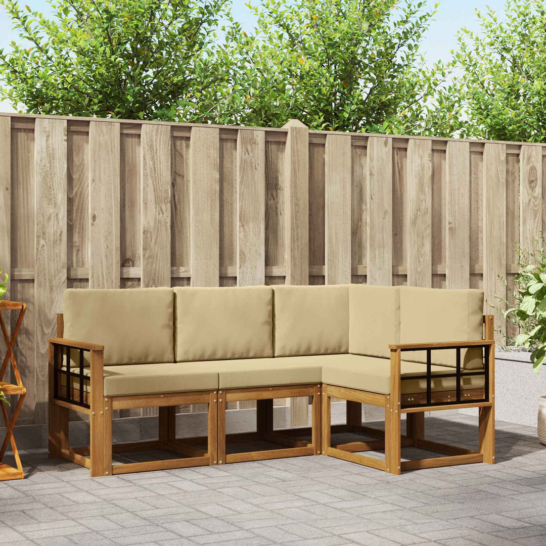 Udendørs sofagruppe med pude 4 pcs Naturlig og Beige