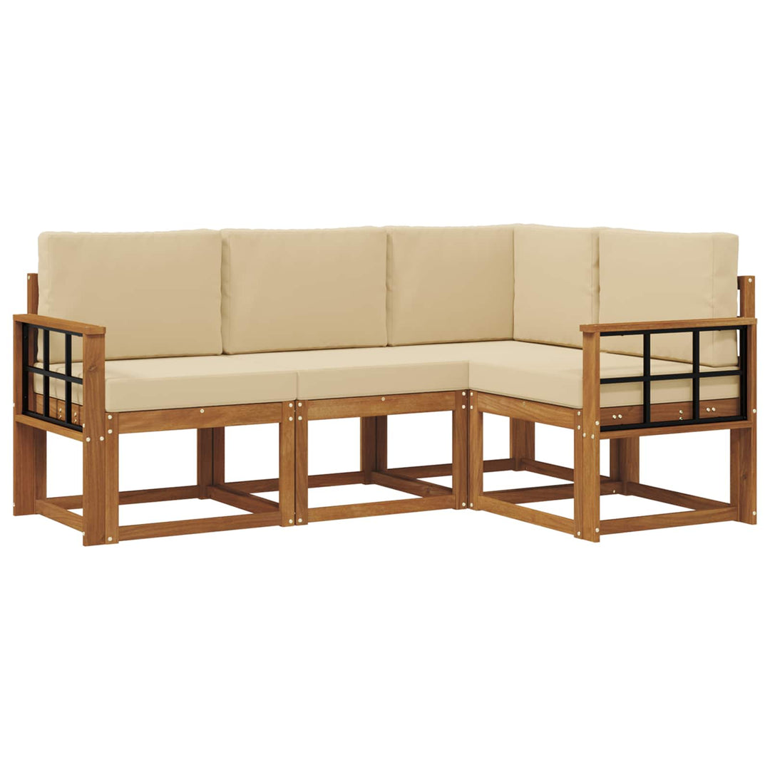 Udendørs sofagruppe med pude 4 pcs Naturlig og Beige