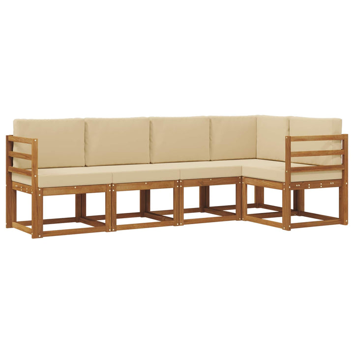 Udendørs sofagruppe med pude 5 pcs Naturlig og Beige