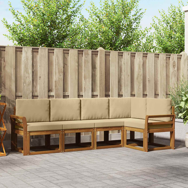 Udendørs sofagruppe med pude 5 pcs Naturlig og Beige