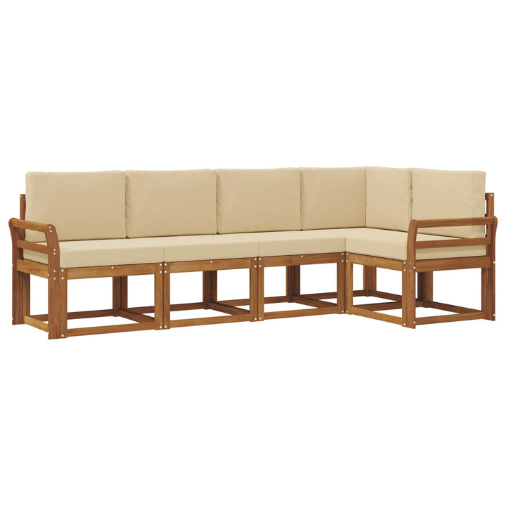 Udendørs sofagruppe med pude 5 pcs Naturlig og Beige