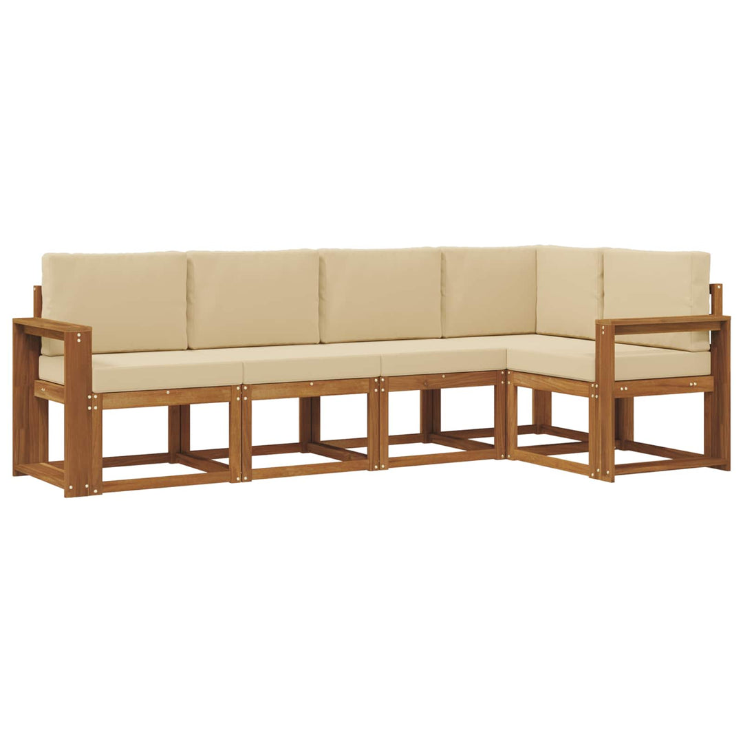 Udendørs sofagruppe med pude 5 pcs Naturlig og Beige