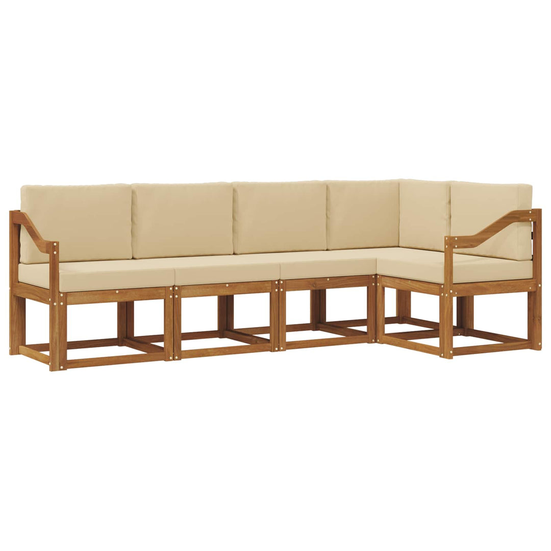 Udendørs sofagruppe med pude 5 pcs Naturlig og Beige