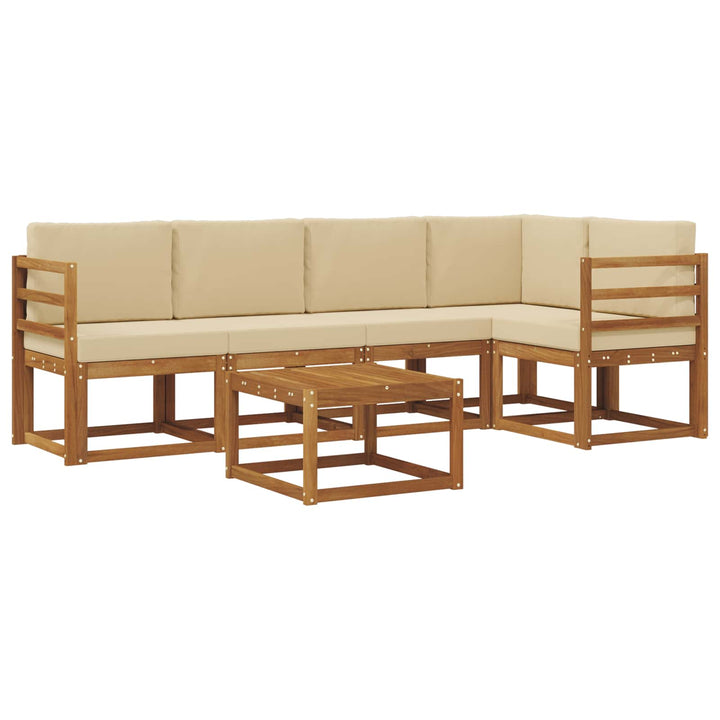 Udendørs sofagruppe med pude 6 pcs Naturlig og Beige