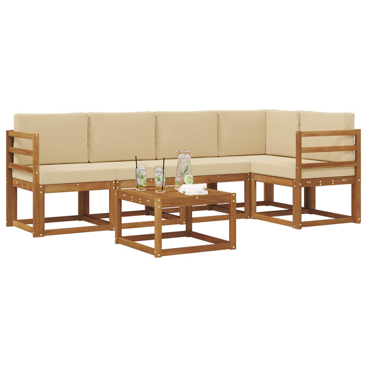 Udendørs sofagruppe med pude 6 pcs Naturlig og Beige