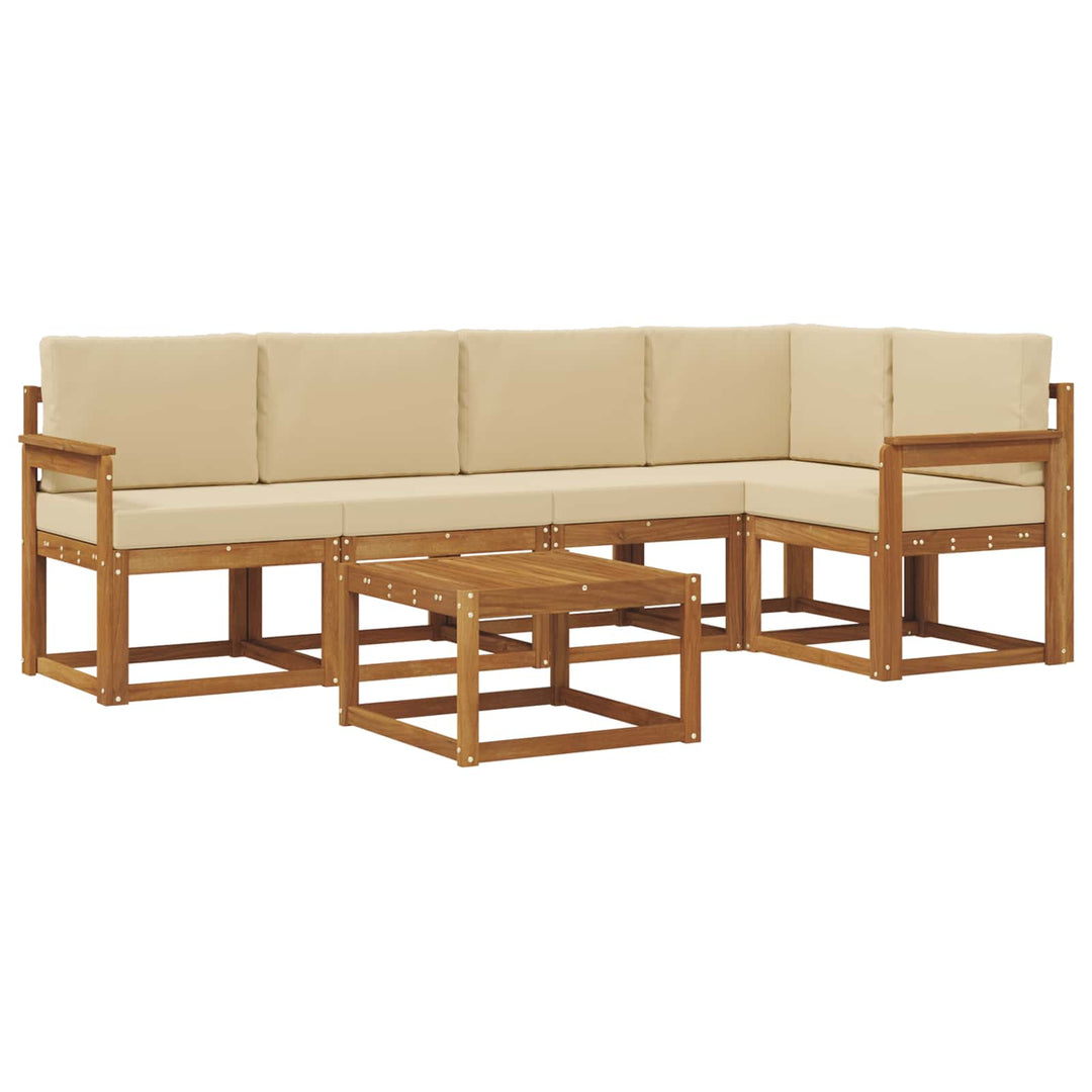 Udendørs sofagruppe med pude 6 pcs Naturlig og Beige