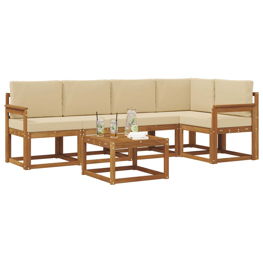 Udendørs sofagruppe med pude 6 pcs Naturlig og Beige