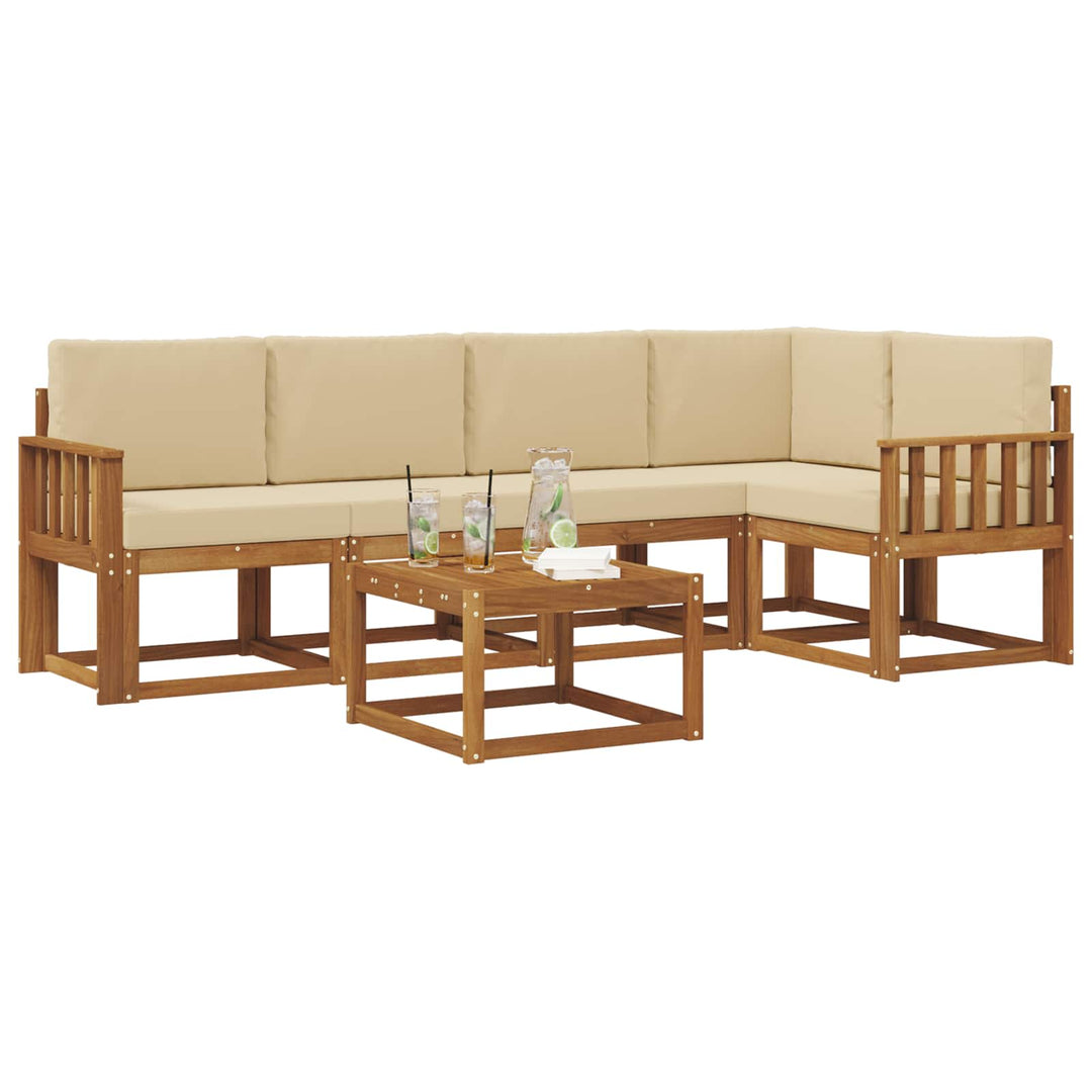 Udendørs sofagruppe med pude 6 pcs Naturlig og Beige