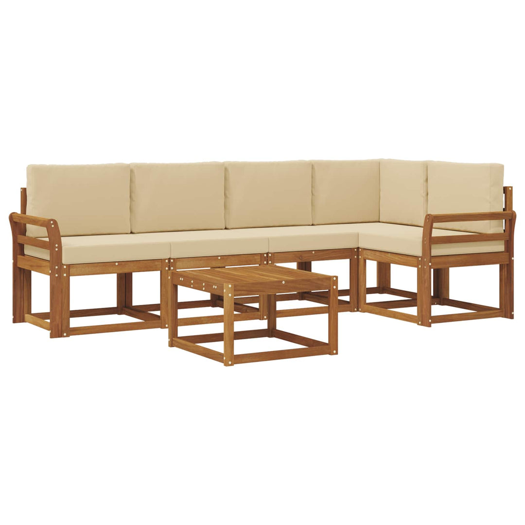 Udendørs sofagruppe med pude 6 pcs Naturlig og Beige