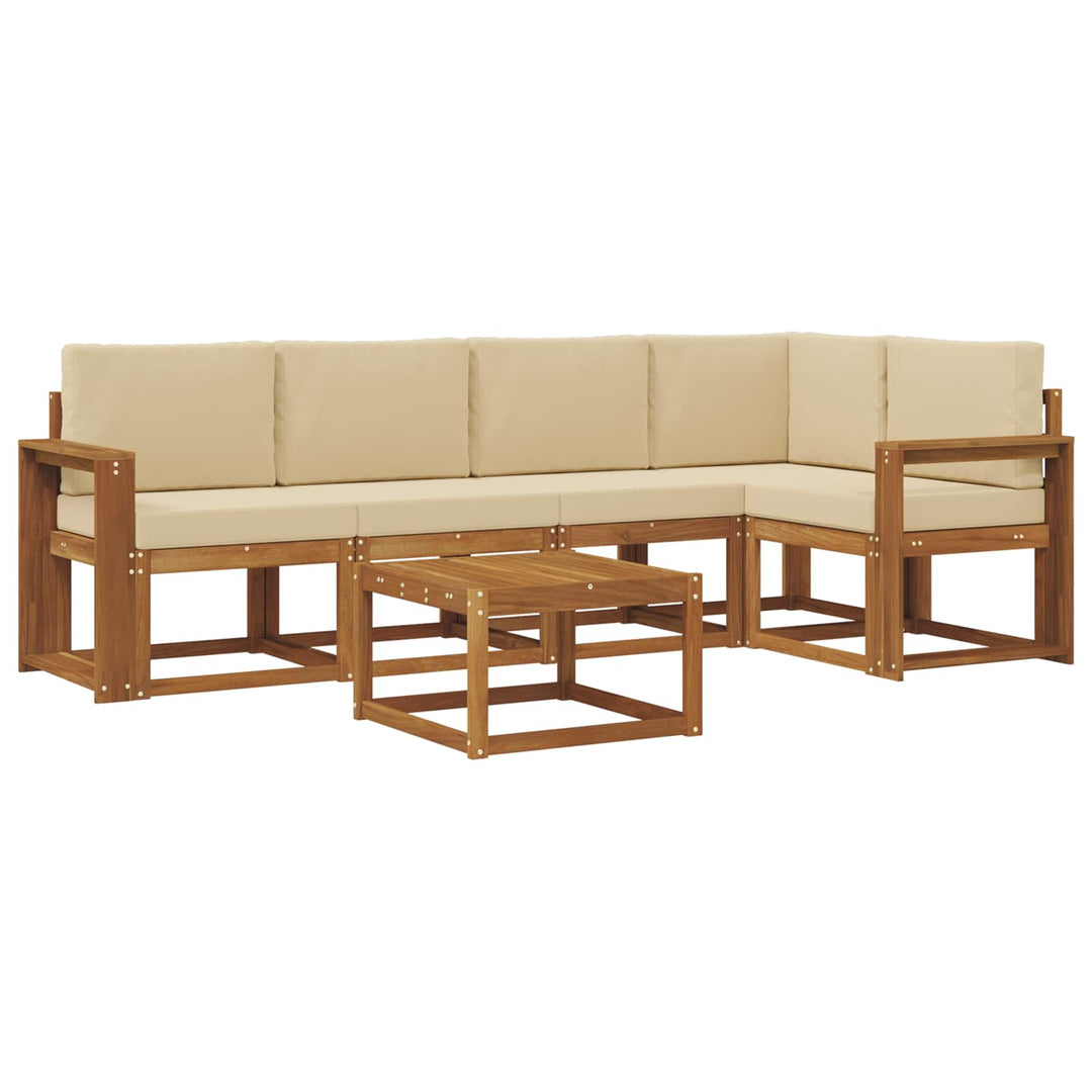 Udendørs sofagruppe med pude 6 pcs Naturlig og Beige