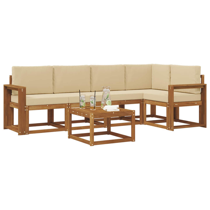 Udendørs sofagruppe med pude 6 pcs Naturlig og Beige