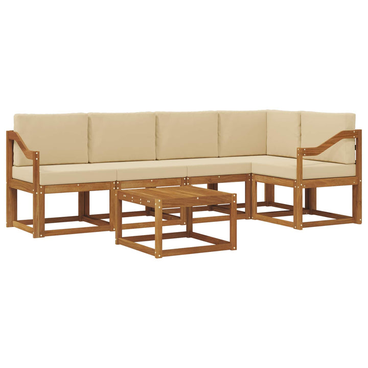 Udendørs sofagruppe med pude 6 pcs Naturlig og Beige
