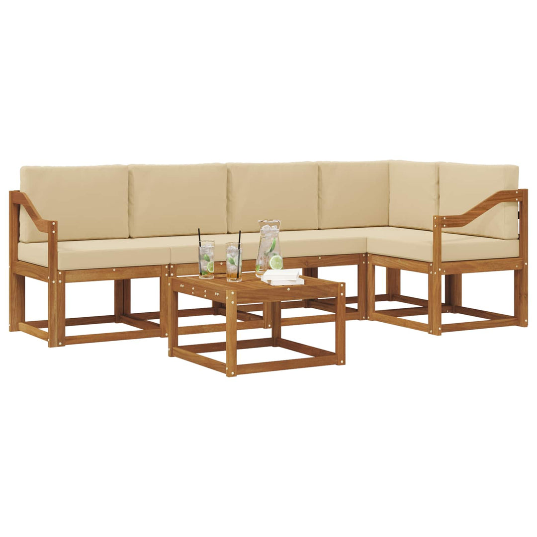 Udendørs sofagruppe med pude 6 pcs Naturlig og Beige