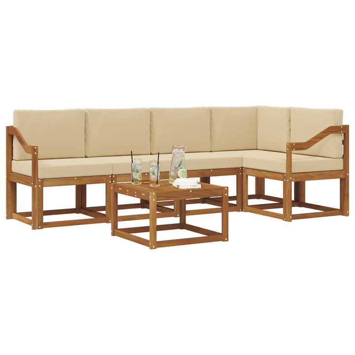 Udendørs sofagruppe med pude 6 pcs Naturlig og Beige