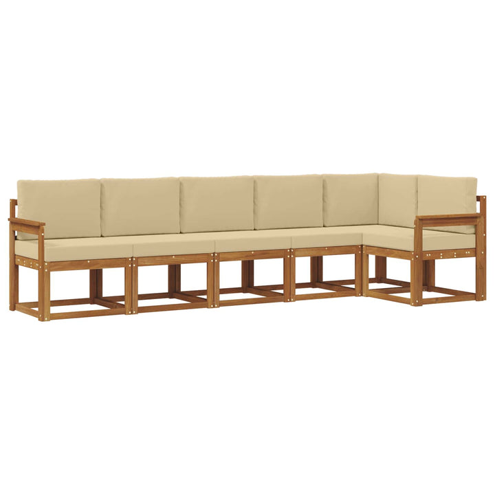 Udendørs sofagruppe med pude 6 pcs Naturlig og Beige