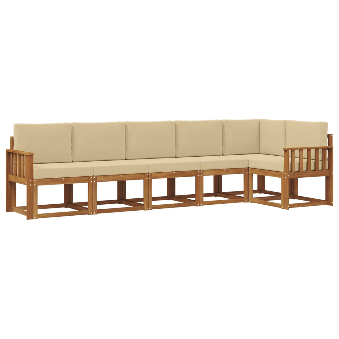 Udendørs sofagruppe med pude 6 pcs Naturlig og Beige