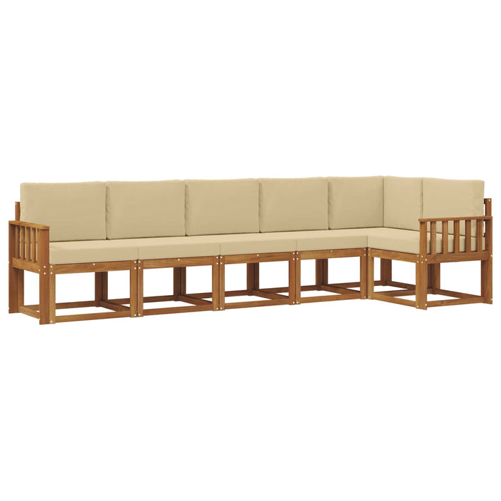 Udendørs sofagruppe med pude 6 pcs Naturlig og Beige