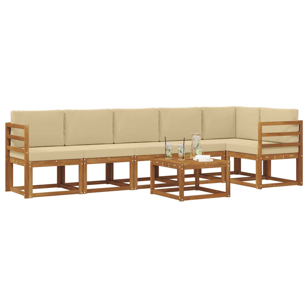 Udendørs sofagruppe med pude 7 pcs Naturlig og Beige