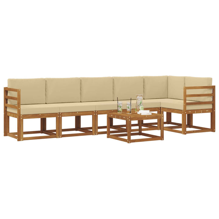 Udendørs sofagruppe med pude 7 pcs Naturlig og Beige