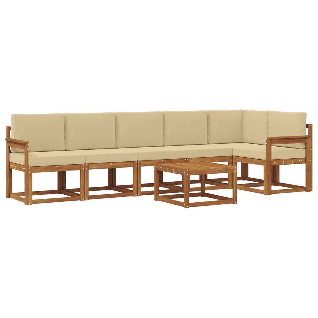 Udendørs sofagruppe med pude 7 pcs Naturlig og Beige