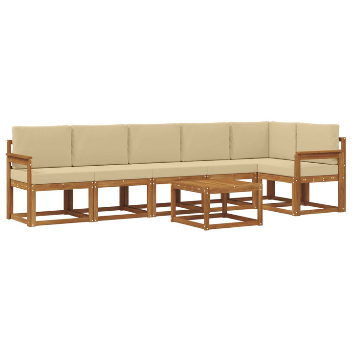 Udendørs sofagruppe med pude 7 pcs Naturlig og Beige