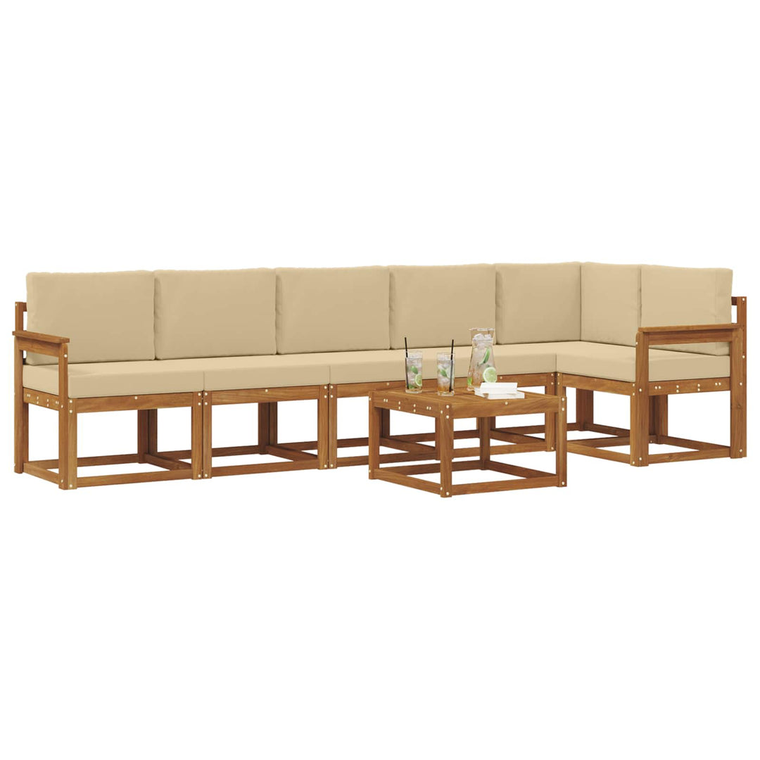 Udendørs sofagruppe med pude 7 pcs Naturlig og Beige