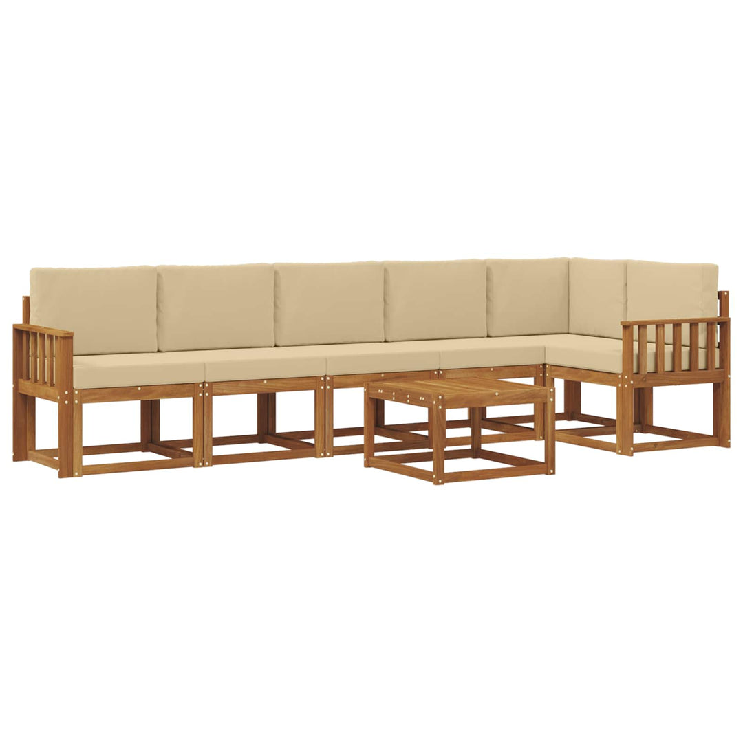 Udendørs sofagruppe med pude 7 pcs Naturlig og Beige
