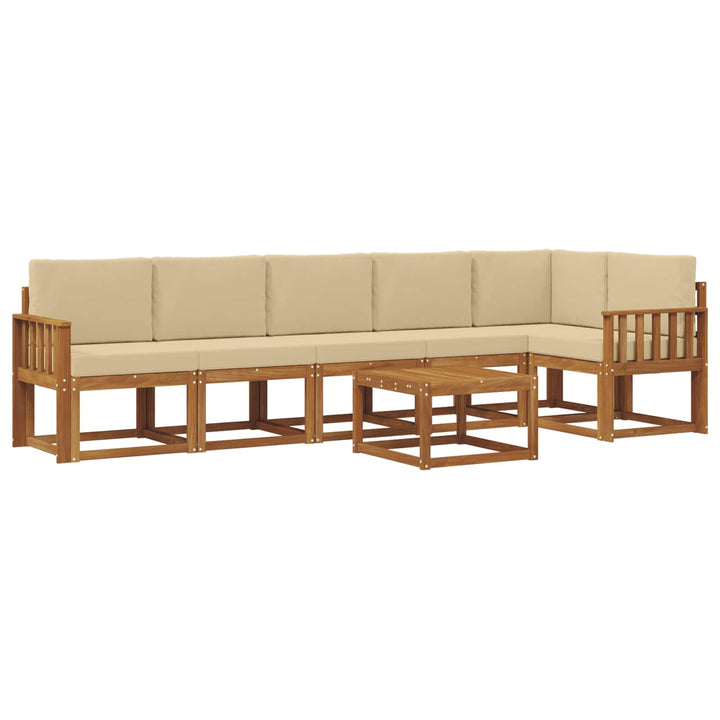 Udendørs sofagruppe med pude 7 pcs Naturlig og Beige