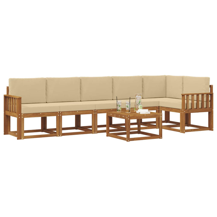 Udendørs sofagruppe med pude 7 pcs Naturlig og Beige