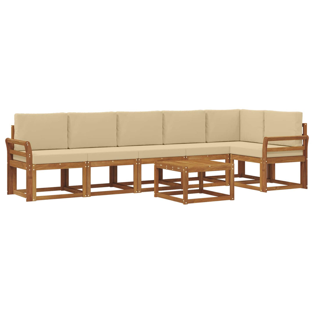 Udendørs sofagruppe med pude 7 pcs Naturlig og Beige