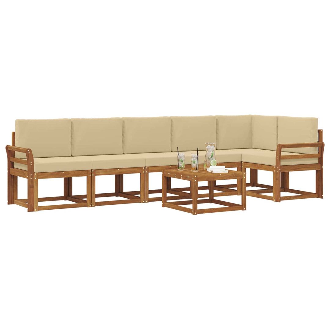 Udendørs sofagruppe med pude 7 pcs Naturlig og Beige