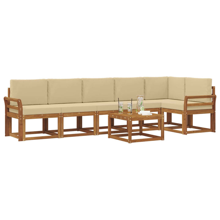 Udendørs sofagruppe med pude 7 pcs Naturlig og Beige