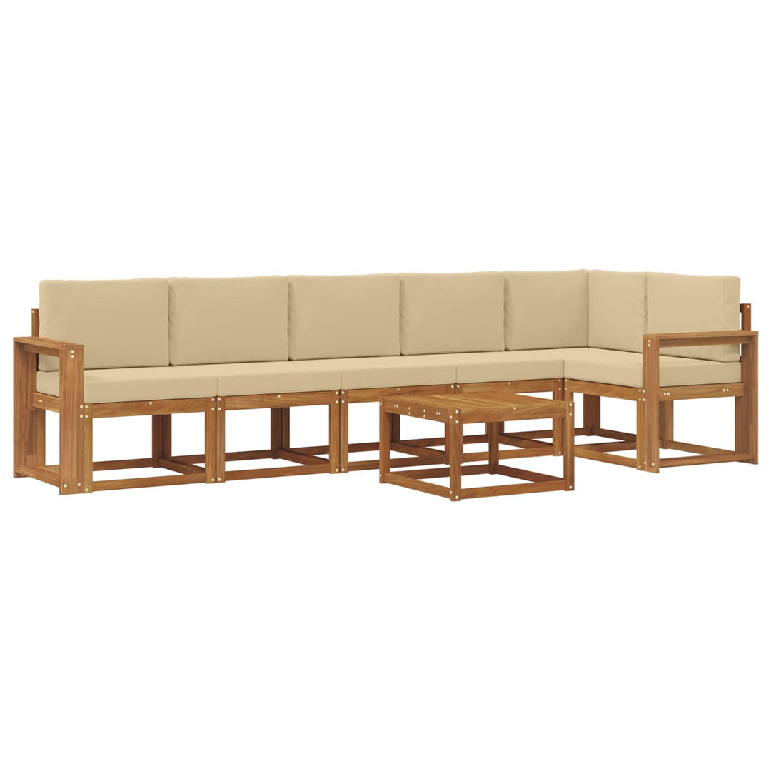 Udendørs sofagruppe med pude 7 pcs Naturlig og Beige
