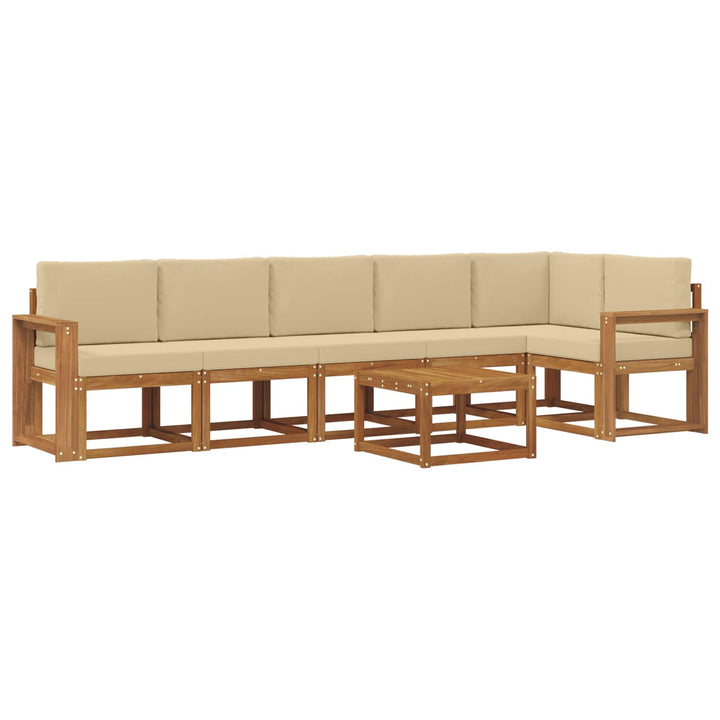 Udendørs sofagruppe med pude 7 pcs Naturlig og Beige