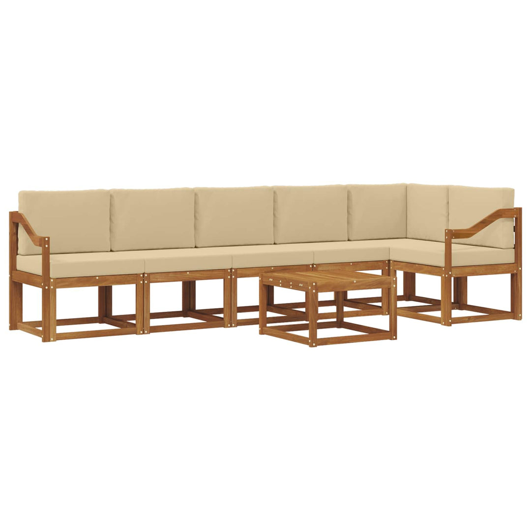 Udendørs sofagruppe med pude 7 pcs Naturlig og Beige