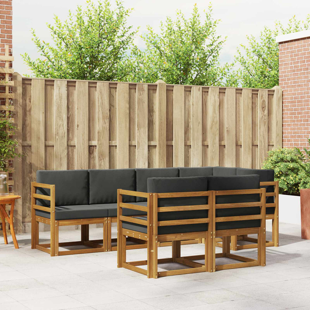 Udendørs sofagruppe med pude 7 pcs Naturlig og Antracit