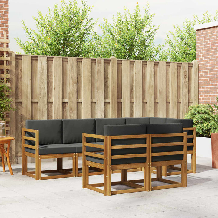 Udendørs sofagruppe med pude 7 pcs Naturlig og Antracit